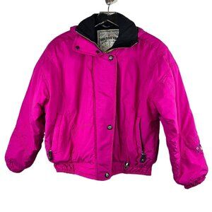 Vintage Obermeyer Kayla II Hot Pink Barbie Ski Floral Jacket Coat Women's Size 8
